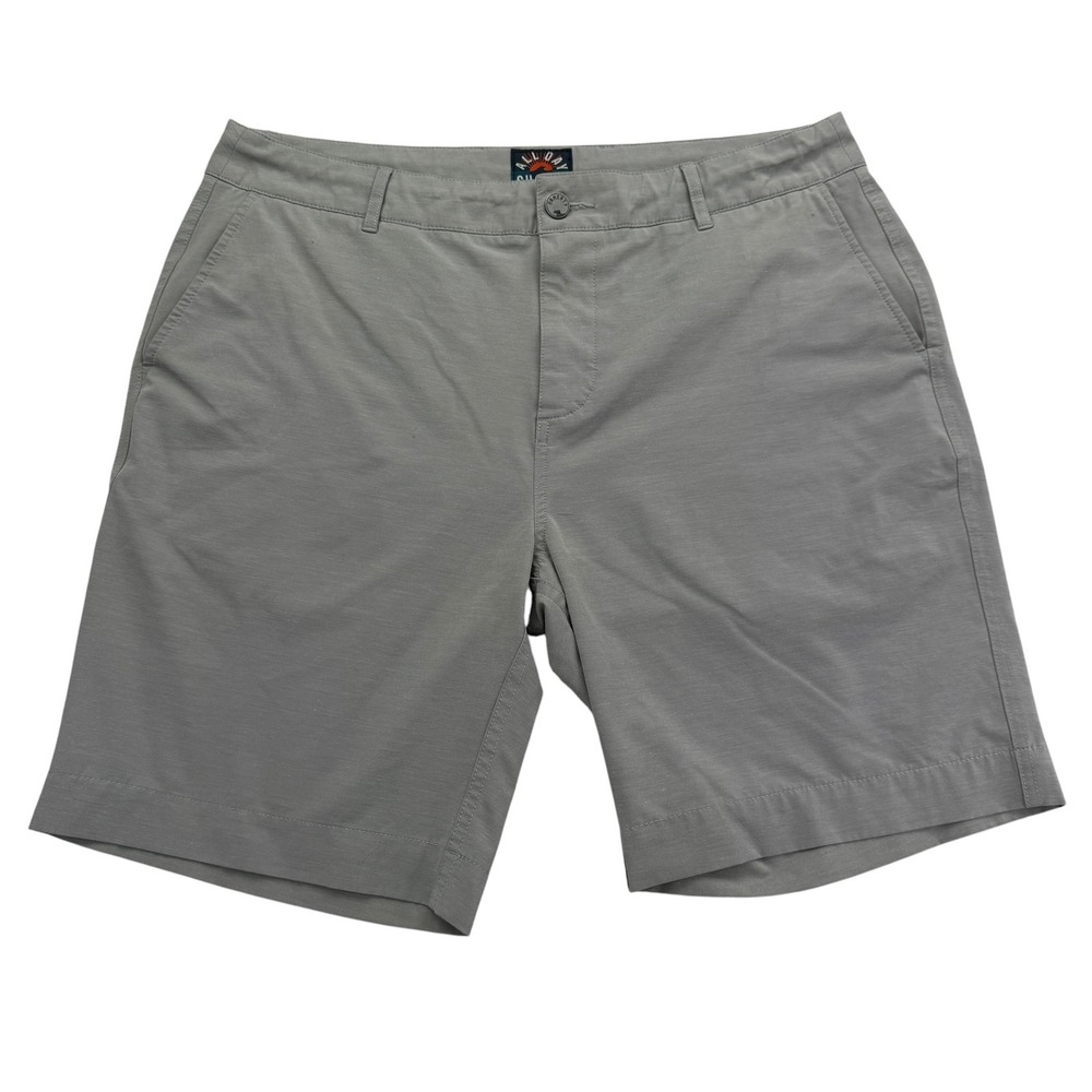 Faherty Shorts Mens 35 Gray Chino Microfiber Stretch Drawstring 8 Inseam All Day